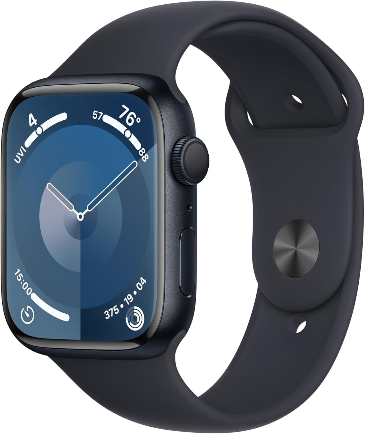 Apple Watch Series 9 With Blood Oxygen. GPS 45mm Midnight Aluminum Case with Midnight Sport Band - S/M.