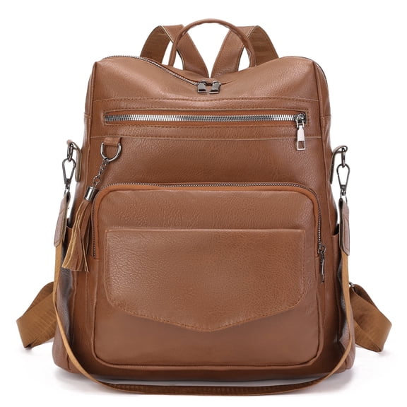 GOIACII Leather Laptop Backpack for Women 13 inch Work Backpack Fashion Travel Backpack Purse for Travel College Work