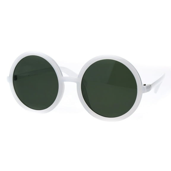 Womens Wizard Round Circle Lens Plastic Mod Fashion Sunglasses White Green