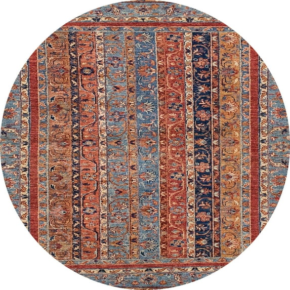 Ahgly Company Indoor Round Abstract Brown Red Abstract Area Rugs, 4' Round
