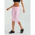 thumbnail image 6 of Rdhnmea Women Capri Pants Solid Color Elastic Waist Tie-Up Cropped Pants, 6 of 9