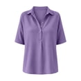 thumbnail image 7 of TGSLY Women's Waffle Collared Henley Tops Lightweight Soft Half Snap Buttons Short Sleeve Shirts Loose Fit Dressy Casual Solid Color Blouses XXXL, 7 of 7
