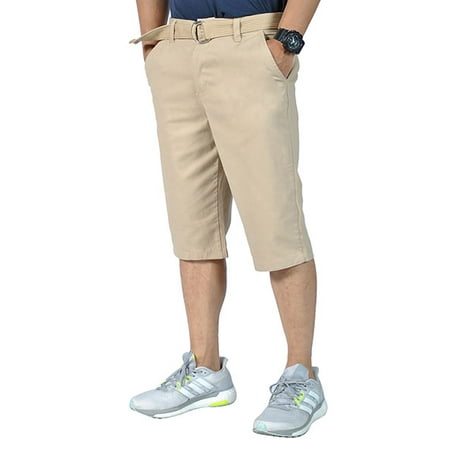 Canada Fit Shorts - Mens Relaxed fit Belted Casual chino shorts Khaki