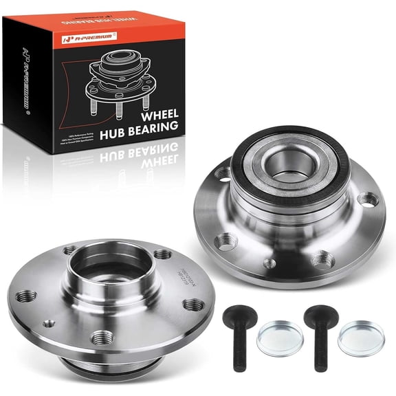 A-Premium 2 x Rear Wheel Bearing and Hub Assembly Compatible with Audi Volkswagen - 2005-2022 - Q3 TT Beetle CC EOS Golf GTI Jetta Passat Tiguan