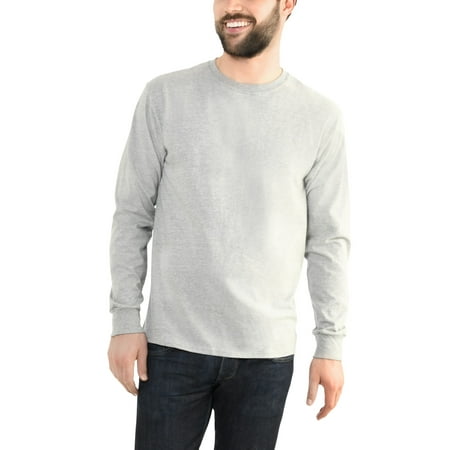 Costume Black Adult T-shirt - Fruit of the Loom Men's Platinum EverSoft Long Sleeve T-Shirt with Dual Defense, Available up to size 4X