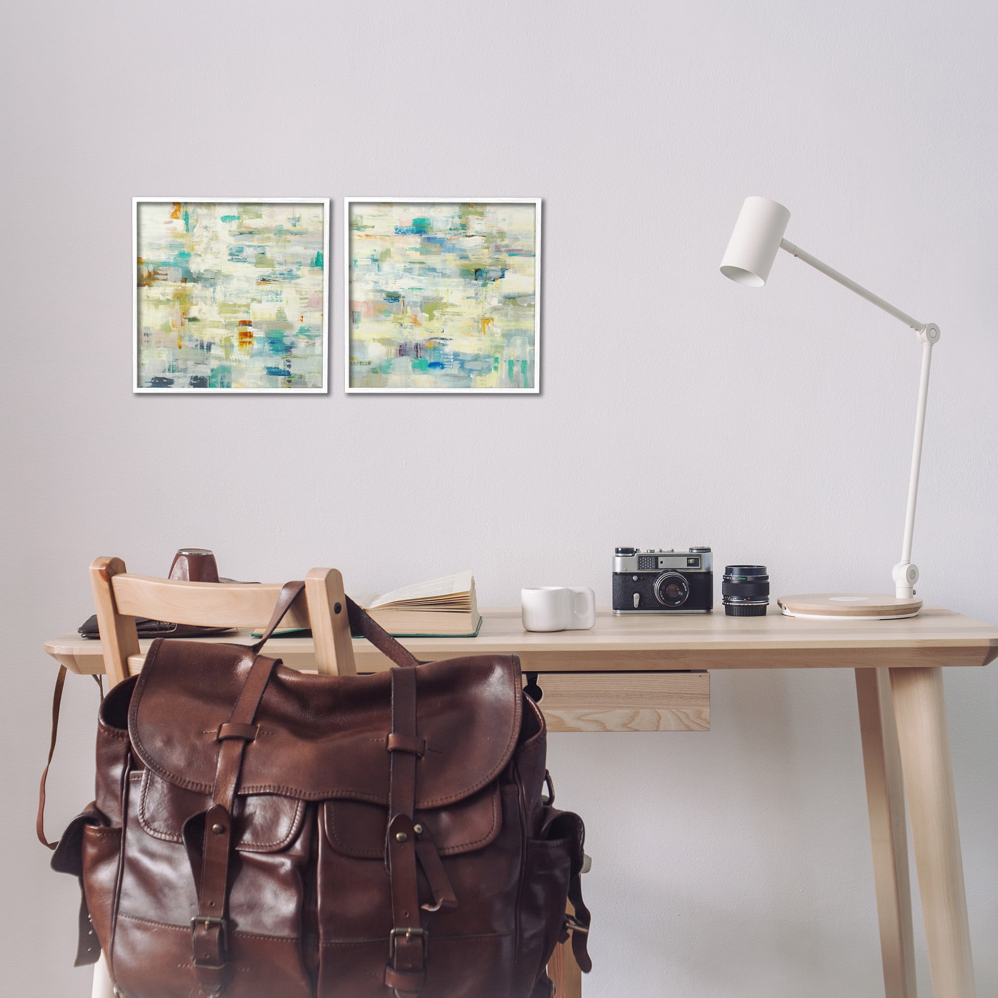 Stupell Industries Complex Patterned Abstraction Abstract Painting White Framed Art Print Wall Art, 12 x 12, Set of 2