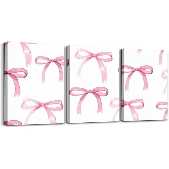Hieng Bow Bathroom Wall Art for Home Decor Boys Girls Canvas Wall Art for Living Room For Cute Bowknot Office Wall Decorations Artwork Posters Wall Painting(Only canvas)