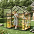 thumbnail image 6 of Tomnk woo 6x4 FT Polycarbonate Greenhouse with Roof Vent, Walk-in Aluminum Frame Winter Greenhouse for Outdoor Garden, 6 of 8