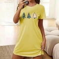 thumbnail image 4 of Sakmal Plus Size Nightgowns for Women Christmas Playful Ultra-Soft Yellow House Dress Christmas Trees Print Short Crew Neck Short Sleeve Nightgowns S-2XL, 4 of 5