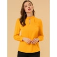 thumbnail image 2 of DARING DIVA Stand Collar Long Sleeve Blouse 2XL Bright Yellow, 2 of 6