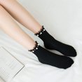 thumbnail image 2 of New,suitable Women Socks Cotton Cute Socks Ruffle Socks Lace Socks With Pearls Solid Color, 2 of 5
