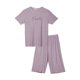 thumbnail image 2 of Conjuntos de pijamas familiares INSPIRE CHIC de manga corta con pantalones capri y letras, ropa de dormir para mujeres en púrpura, 2 of 5