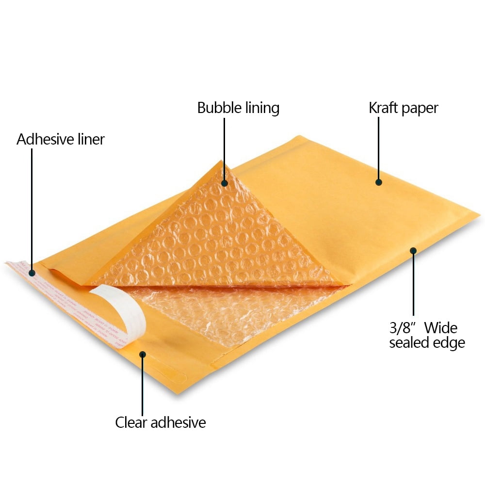 All Size Kraft Bubble Mailers Shipping Padded Envelopes Self Seal 25/50/100 Packs