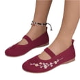 thumbnail image 3 of Domuza Women's Embroidered Mesh Ballet 2026 Comfortable Casual Mary Jane Shoes for Walking Daily Outfits Wine 9（EU-42）, 3 of 6