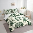 thumbnail image 3 of Manfei Safari Animal Bear 7-Piece Bedding Comforter Set,Rustic Plant Pine King Bedding Sets,Green Beige Bed Sheets For Adults,Ultra Soft Home Decor Reversible, 3 of 8
