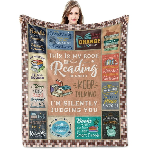Cadeaux pour Amateurs de Livres Couverture de Lecture Cadeaux pour Ceux Qui Aiment Lire Cadeaux pour Amateurs de Livres Femmes Cadeaux pour Lecteurs Cadeaux Bibliothécaires Couverture 60X50 Pouces
