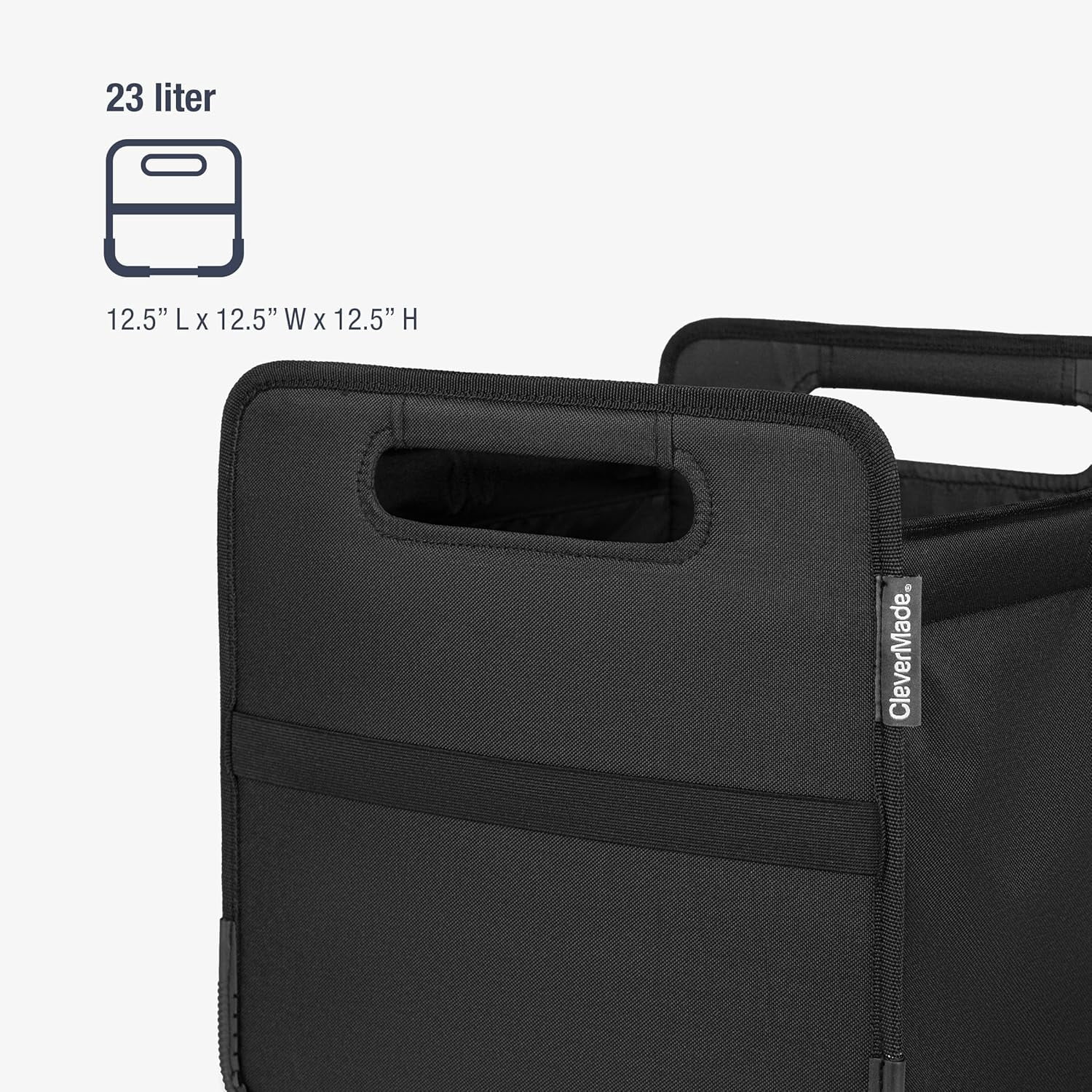 CleverMade Double Trunk Caddy 46L Collapsible Car Organizer for SUV, Foldable Cargo Storage Basket with Removable Compartments, Connectable Design, Reinforced Frame, Midnight Black