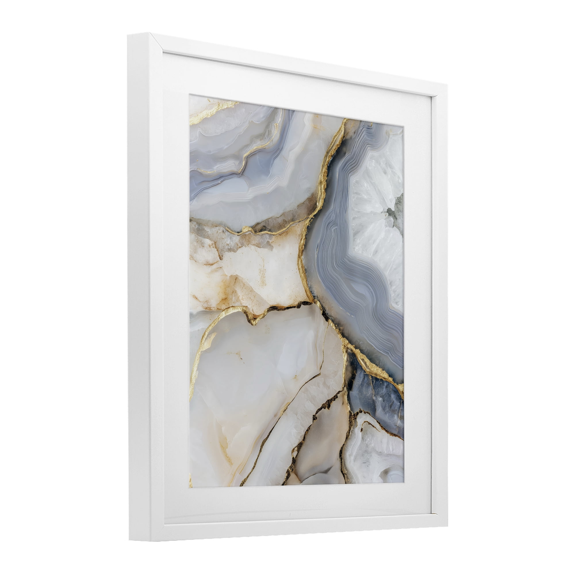 Stupell Industries White And Gray Geode White Framed Print Under Glass, design by Svetlana Aleynikova