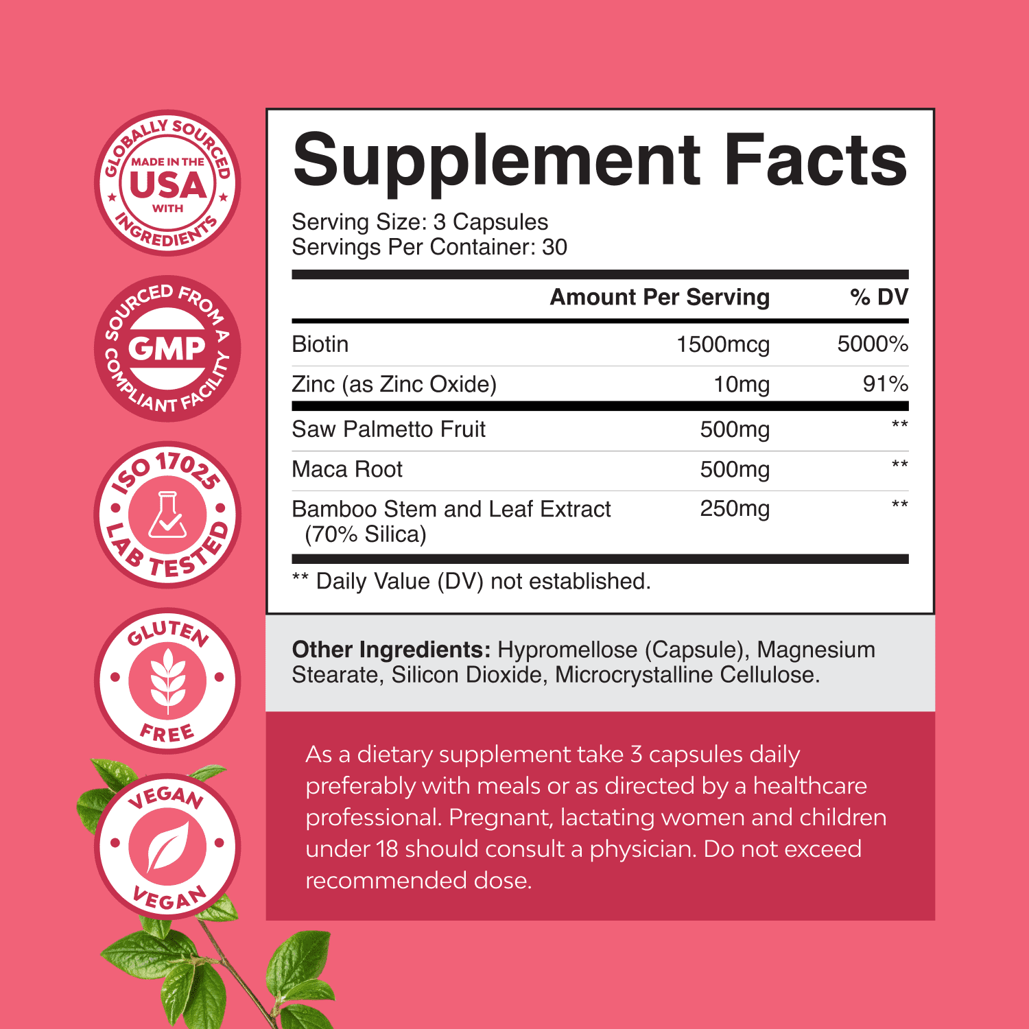 Saw Palmetto for Women 500mg – Hair & Hormone Support DHT Blocker, 90 Capsules