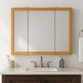thumbnail image 6 of Design House 36" Wood Tri-View Wall Mount Bathroom Medicine Cabinet, Nutmeg Oak, 6 of 15
