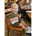 thumbnail image 4 of BemeyourBBs Toddler Baby Boy Summer Clothes 2 Pieces Outfit Waffle Knit Contrast Short Sleeve T Shirts and Pockets Shorts Set, 4 of 9