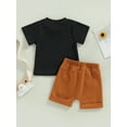 thumbnail image 5 of Infant Baby Boys Clothes Sets Outfits 6M 12M 18M 24M 3Y Letter Print Short Sleeve T-Shirt and Stretch Casual Rolled Shorts Set, 5 of 10