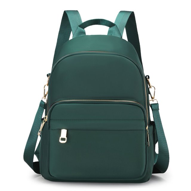 Mochila de viaje informal de nailon para mujer, bolso escolar para ordenador portátil de gran capacidad con cremallera, Color sólido, multifunción, para ir de comprasVerdeCHINA Fivean unisex