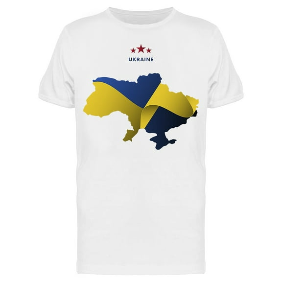 Ukraine Map With Waving Flag T-Shirt Men -Image by Shutterstock, Male x-Large