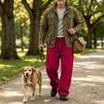 thumbnail image 2 of CCRFTGI Men's Baggy Sweatpants Wide Leg Elastic Drawstring Waist Pants Casual Joggers Athletic Pants with Pockets Red 2XL, 2 of 7