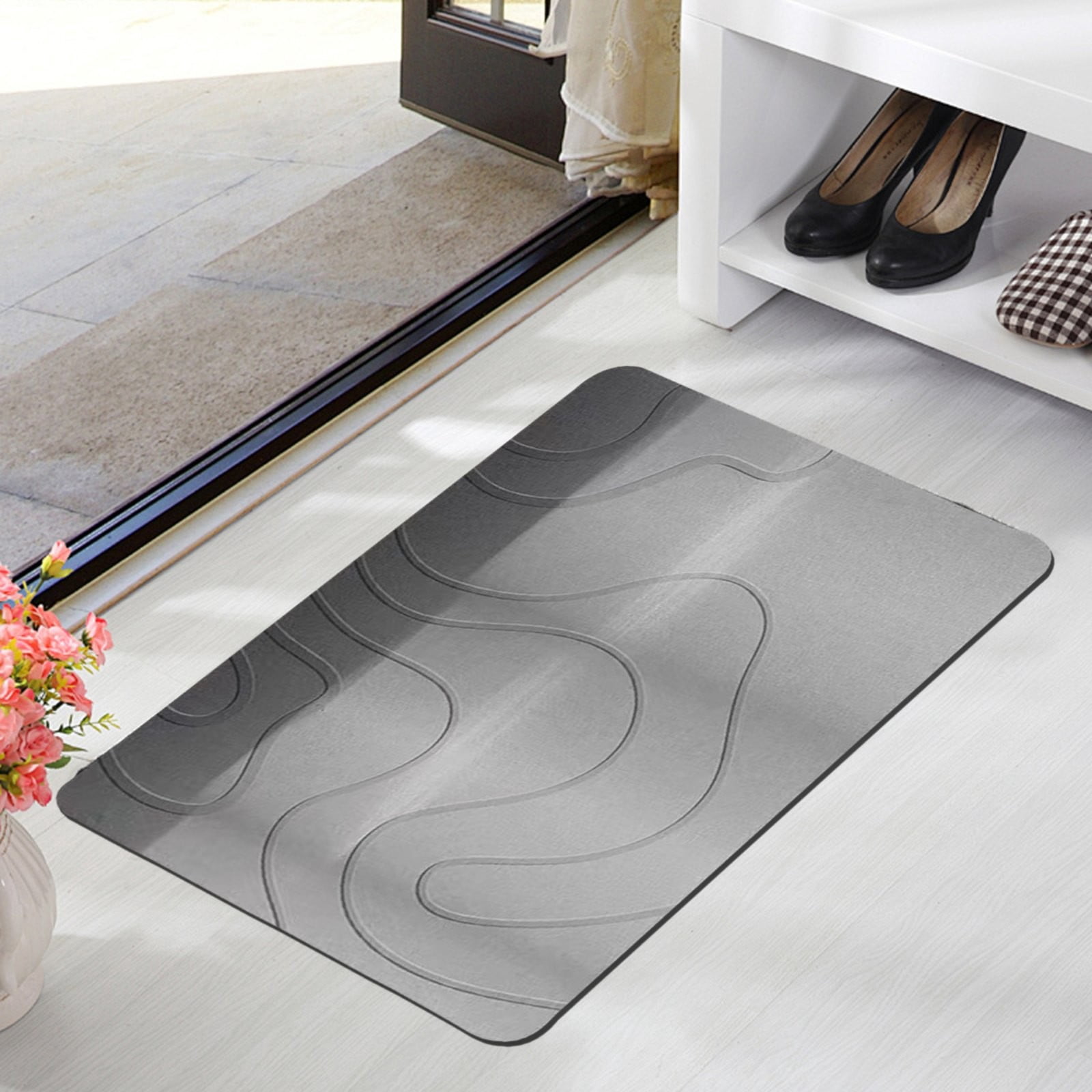 Giyblacko Stone Bath Mat Diatomaceous Earth Bath Mat Super Absorbent Non Slip Diatomite Stone Bath Mats For Bathroom Quick Drying Stone Shower Mat