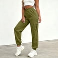 thumbnail image 5 of ZHYou No Boundarie Women's Cargo Pants with Flat Pockets Casual Cuffed Leg Drawstring Elastic Waist Jogger Pants with Pockets,Army Green,Size M, 5 of 6