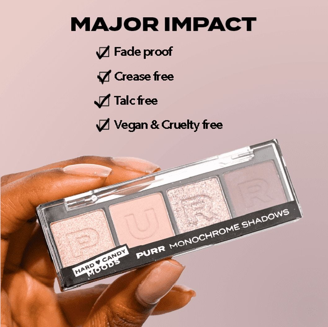 Hard Candy, Moods Shadow Palette, 4 Bold & Buildable Monochromatic Shades, PURR, .10oz, Monochromatic shades, 3g
