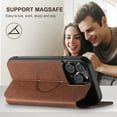 thumbnail image 6 of ELEHOLD for iPhone 15 6.1" Retro Wallet Case Premium Leather with Card Slots Kickstand Function Magnetic Absorption Compatible with MagSafe Charging Shockproof Protective Case for iPhone 15,Brown, 6 of 11