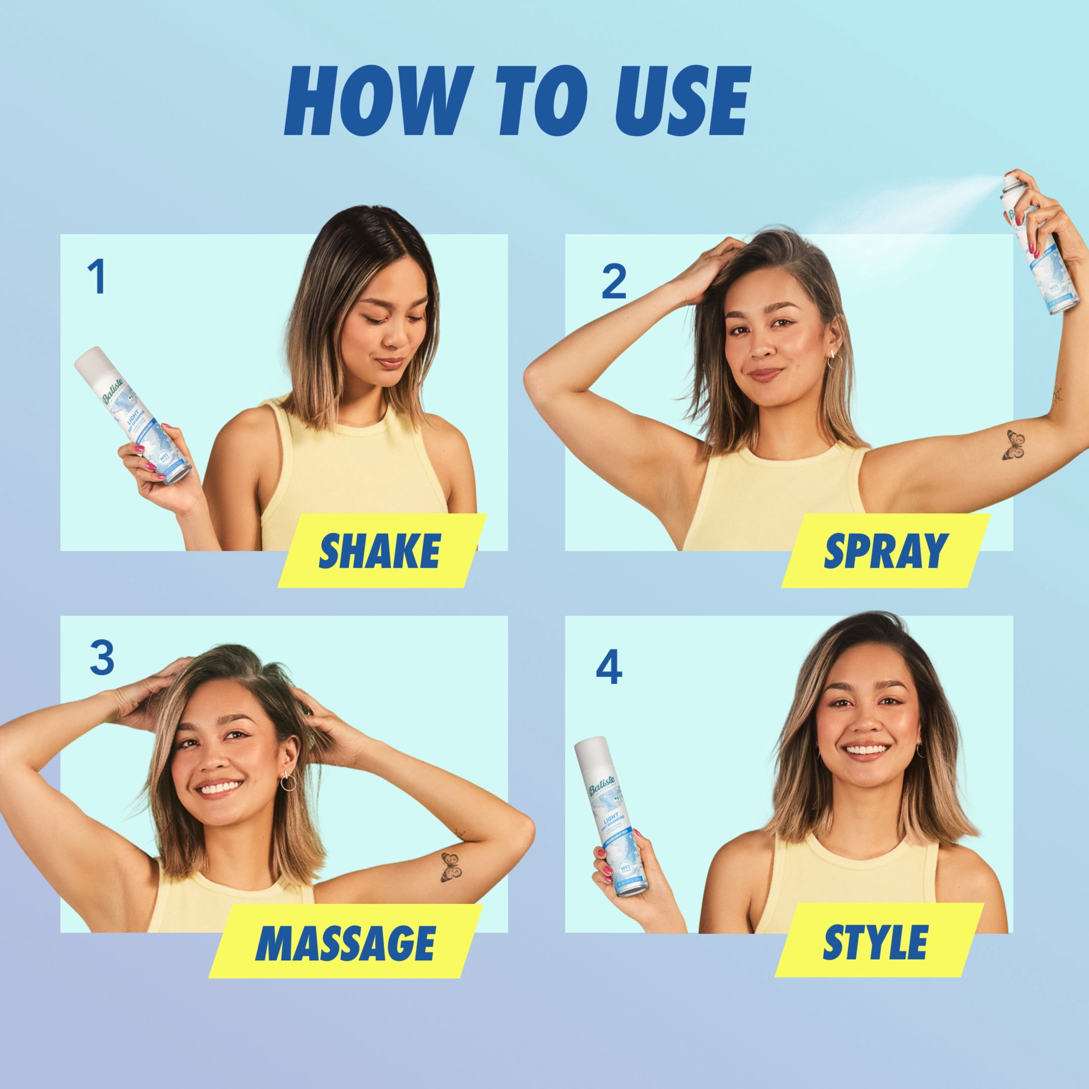 Batiste Light Fragrance Free Dry Shampoo, Absorbs Oil & Grease, 3.81 oz