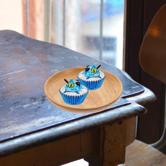 PAMINGONO Beige Wood Plates for Tea Party and Daily Entertaining