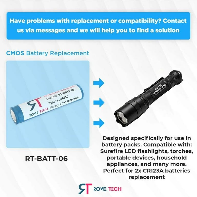 ICR 16650 3.7V 1600mAh Flat Top Rechargeable Battery - Unprotected