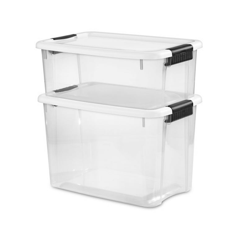 Citylife 1.3 QT 8 Packs Small Storage Bins Plastic Storage Container  Stackable Box with Lids for Organizing, Clear White