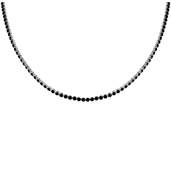 Tennis Necklace for Women 3mm Black or Clear Cubic Zirconia Choker 16-18" Adjust Length Stainless Steel
