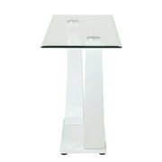 Bowery Hill Contemporary Glass Sofa Console Table with White Base