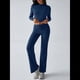 thumbnail image 5 of Conjuntos de 2 Piezas para Mujer, Larga, Cuello Redondo, Pantalones Acampanados de Cintura Alta, Conjuntos de Chándal, Ropa de Calle. Azul Real M, 5 of 10