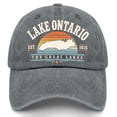 thumbnail image 6 of Lake Ontario Great Lakes Vintage Map Washed Baseball Cap for Men Women,One Size, 6 of 6