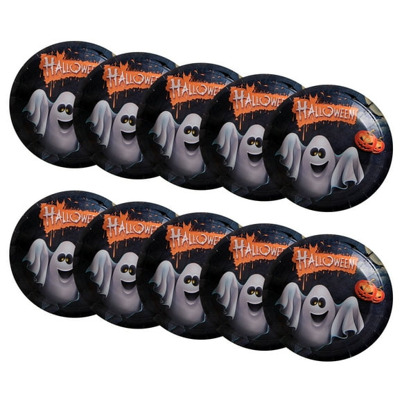 RKSTN Halloween Decorations Halloween Party Supplies Halloween Disposable Paper Tableware Round Paper Halloween Decor