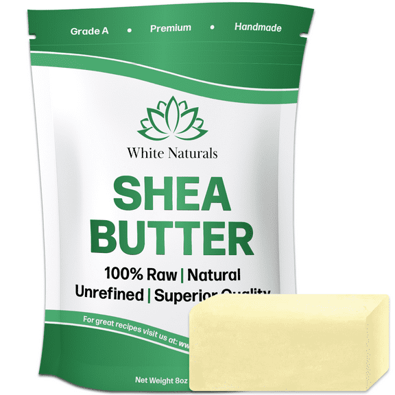 Raw Shea Butter 8 oz by White Naturals, Unrefined, Organic, Skin Moisturizer, Great for DIY Projects