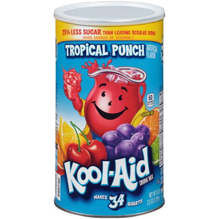 (3 Pack) Kool-Aid Sugar Sweetened Tropical Punch Powdered Soft Drink, 82.5 oz