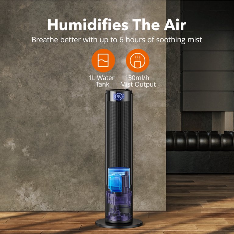 PARIS RHÔNE 30 Space Heater with Humidifier, 1500W Room Heater with 1L  Water Tank, Heater for Home Office - Walmart.com