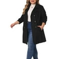thumbnail image 4 of Agnes Orinda Women's Plus Size Coat Faux Suede Double Breasted Belted Coat Fall Winter Jacket 3X Black, 4 of 5