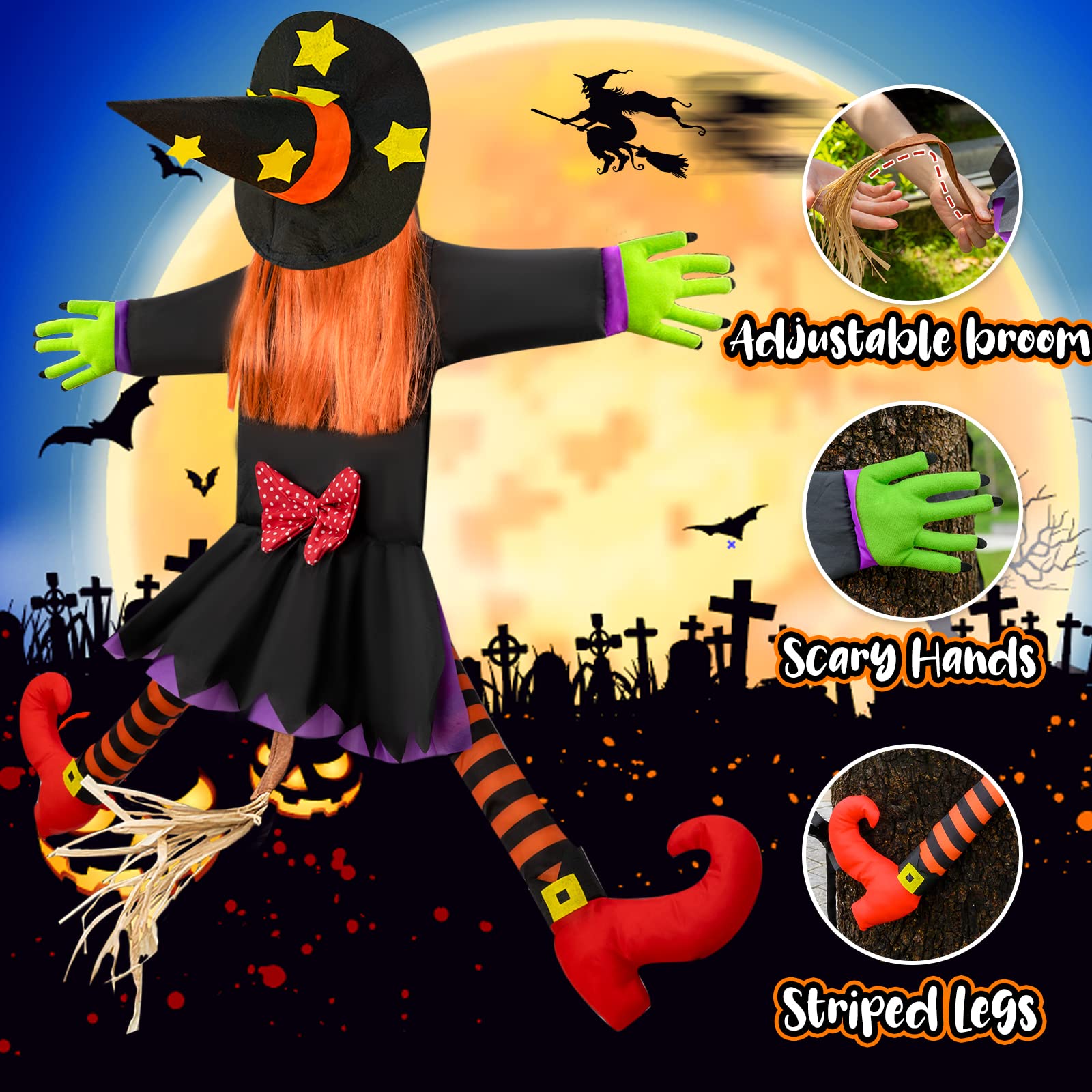 Bosoner 44" Crashing Witch Hanging Halloween Decoration photo 5