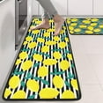 thumbnail image 2 of Kitchen Rugs Sets Of 2,Yellow Lemon Fruit Leaves BlackWhite Pattern Anti Fatigue Kitchen Mat Rugs Non Slip Washable,Decorative Kitchen Floor Mats for Kitchen,Sink,Laundry,17"x47"+17"x47", 2 of 5