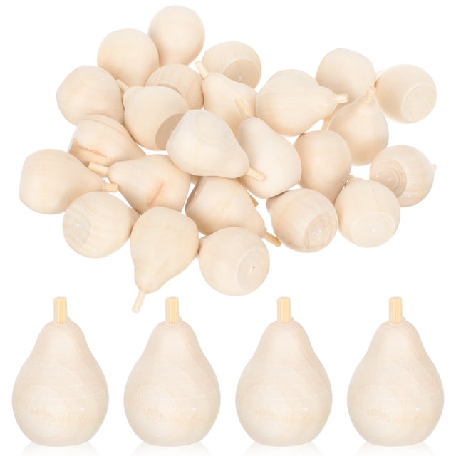 30Pcs Unfinished Wooden Crafts DIY Unpainted Fruit Shape Art Crafts for Color Painting