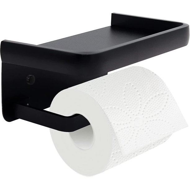 Portarrollos de papel higiénico con estante, Portarrollos de papel higiénico negro, Portarrollos de papel higiénico, Portarrollos de papel higiénico adhesivo para baño Portarrollos de papel moderno_s kaili Sencillez